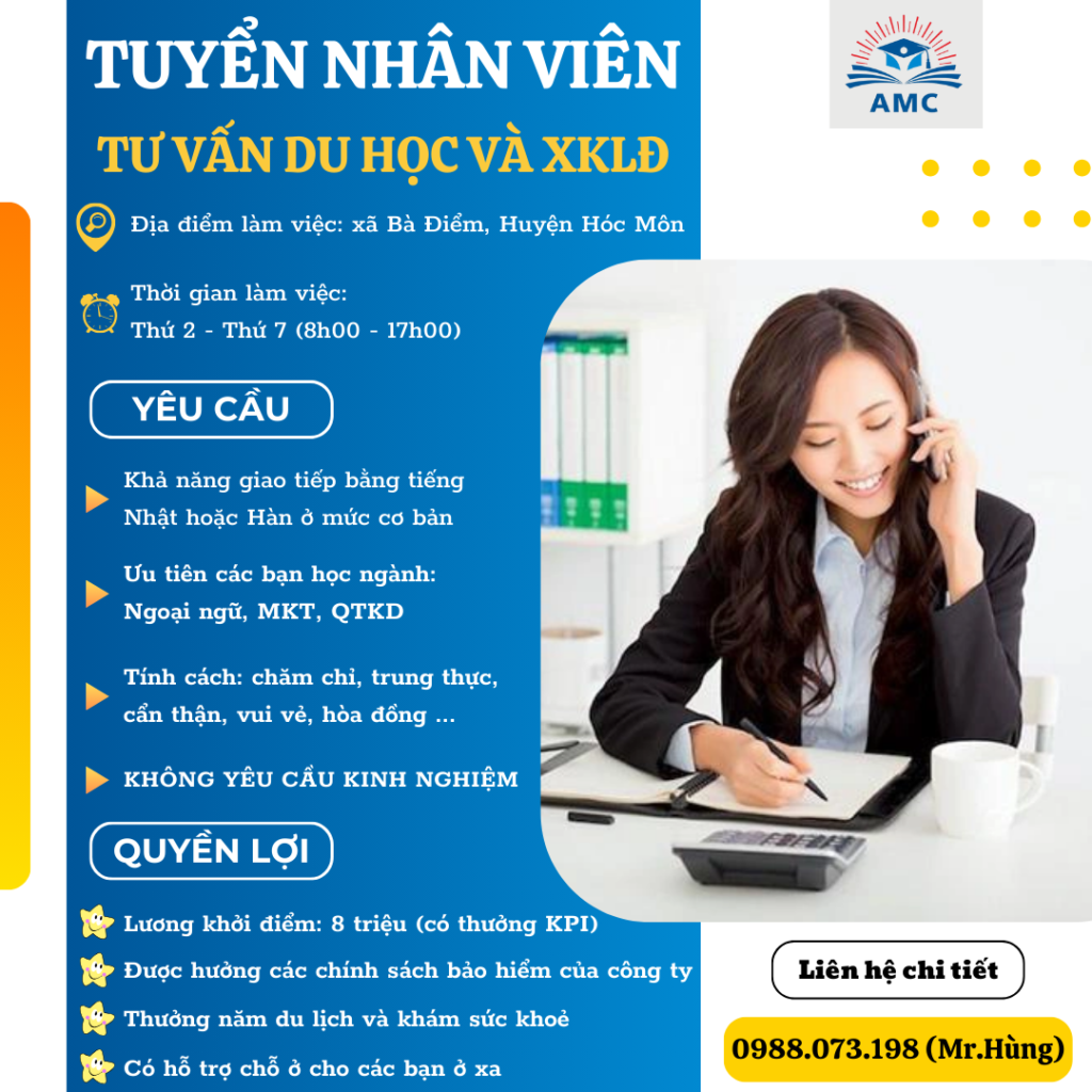 TUYỂN NHÂN VIÊN TƯ VẤN DU HỌC VÀ XKLĐ 30 TUYỂN DỤNG NHÂN VIÊN TƯ VẤN